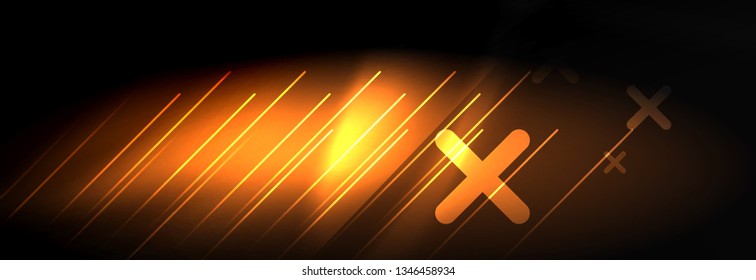 Neon glowing techno lines, hi-tech futuristic abstract background template with lines. Vector illustration