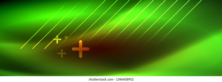 Líneas tecno brillantes neón, plantilla de fondo abstracto de alta tecnología futurista con líneas. Ilustración del vector