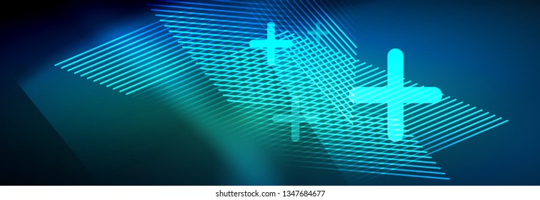Líneas tecno brillantes neón, plantilla de fondo abstracto de alta tecnología futurista con líneas. Ilustración del vector