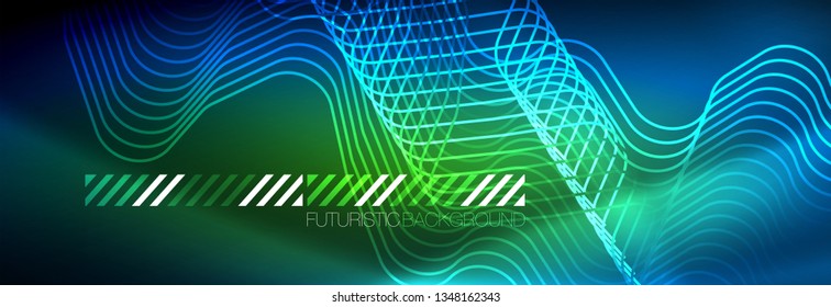 Neonleuchtende Techno-Linien, futuristisch abstrakte High-Tech-Hintergrundvorlage mit quadratischen Formen