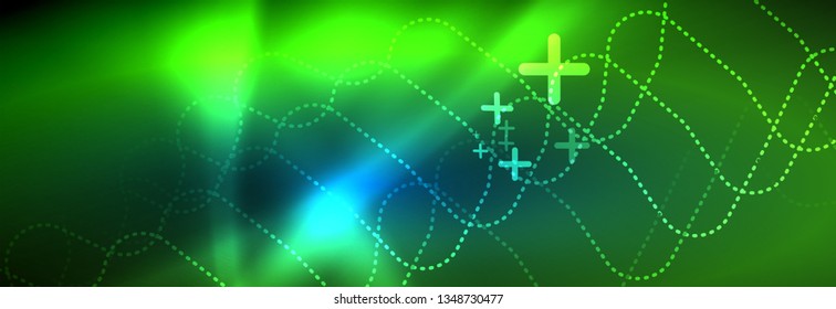 Neon glowing techno lines, hi-tech futuristic abstract background template with square shapes