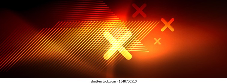 Neon glowing techno lines, hi-tech futuristic abstract background template with lines. Vector illustration