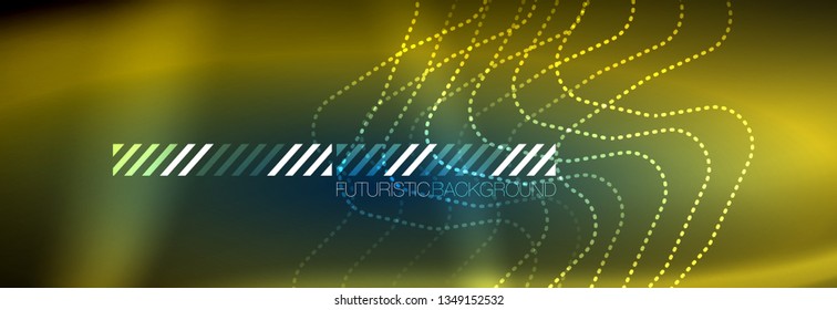 Neon glowing techno lines, hi-tech futuristic abstract background template with square shapes