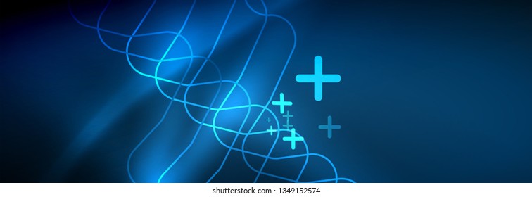 Neon glowing techno lines, hi-tech futuristic abstract background template with square shapes