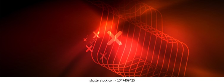 Neon linhas de tecno brilhantes, modelo de fundo abstrato futurista de alta tecnologia com formas quadradas