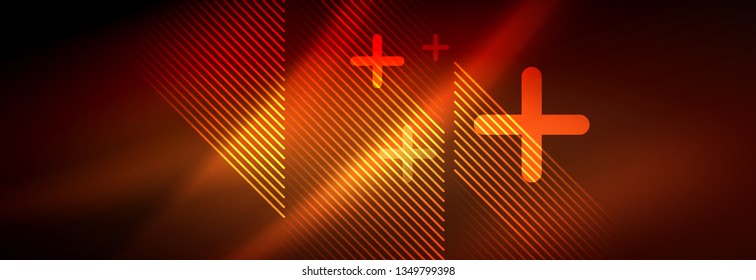 Líneas tecno brillantes neón, plantilla de fondo abstracto de alta tecnología futurista con líneas. Ilustración del vector