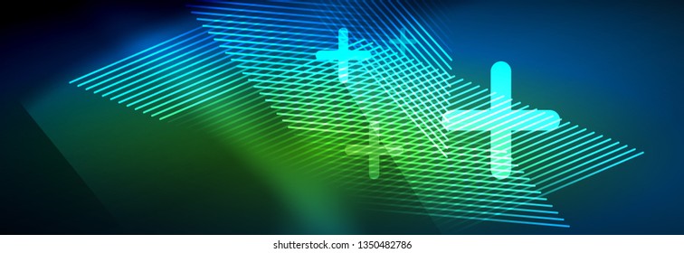 Líneas tecno brillantes neón, plantilla de fondo abstracto de alta tecnología futurista con líneas. Ilustración del vector