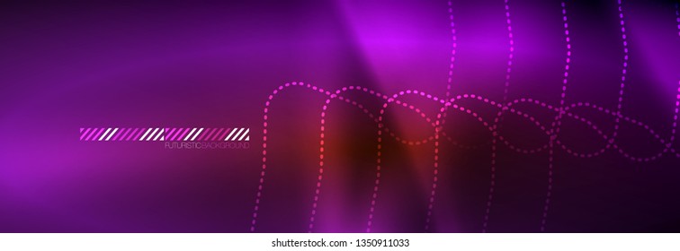 Neon glowing techno lines, hi-tech futuristic abstract background template with square shapes