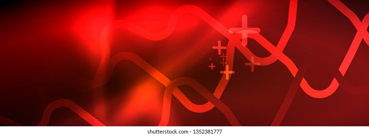 Neon glowing techno lines, hi-tech futuristic abstract background template with square shapes