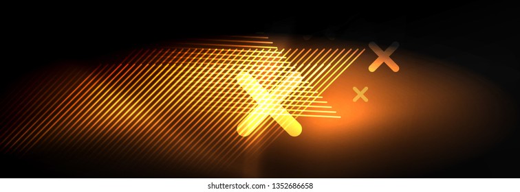 Líneas tecno brillantes neón, plantilla de fondo abstracto de alta tecnología futurista con líneas. Ilustración del vector