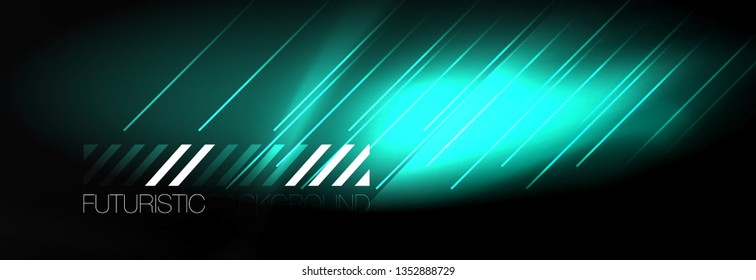 Neon glowing techno lines, hi-tech futuristic abstract background template with lines. Vector illustration