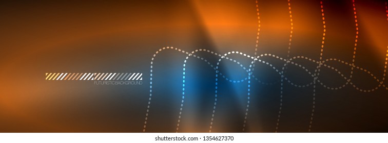 Neon glowing techno lines, hi-tech futuristic abstract background template with square shapes