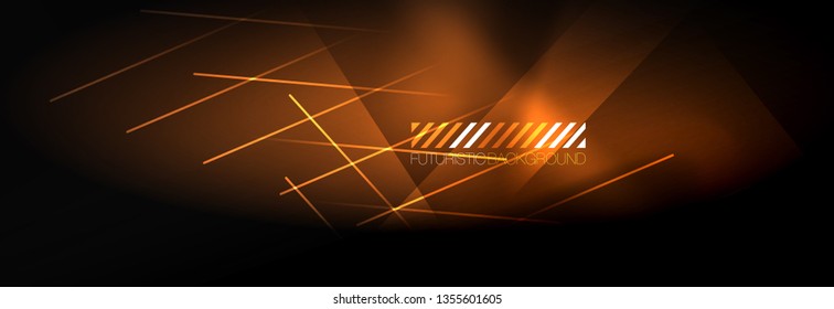 Neon glowing techno lines, hi-tech futuristic abstract background template with lines. Vector illustration
