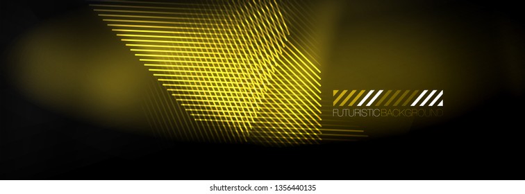Neon glowing techno lines, hi-tech futuristic abstract background template with lines. Vector illustration