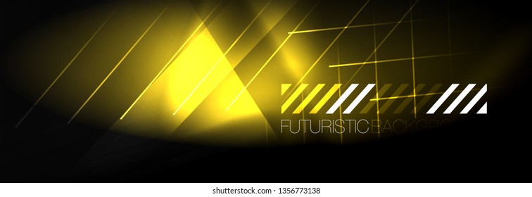 Neon glowing techno lines, hi-tech futuristic abstract background template with lines. Vector illustration