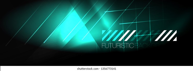 Líneas tecno brillantes neón, plantilla de fondo abstracto de alta tecnología futurista con líneas. Ilustración del vector