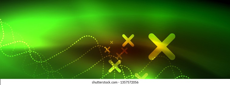 Neon glowing techno lines, hi-tech futuristic abstract background template with square shapes
