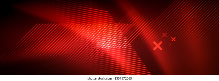 Líneas tecno brillantes neón, plantilla de fondo abstracto de alta tecnología futurista con líneas. Ilustración del vector