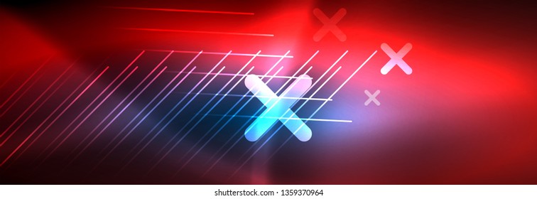 Neon linhas de tecno brilhantes, modelo de fundo abstrato futurista de alta tecnologia com linhas. Ilustração vetorial