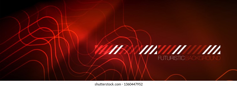 Líneas tecno brillantes de neón, plantilla de fondo abstracto de alta tecnología futurista con formas cuadradas