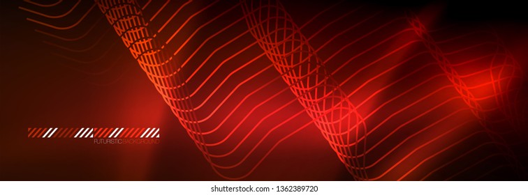Líneas tecno brillantes de neón, plantilla de fondo abstracto de alta tecnología futurista con formas cuadradas