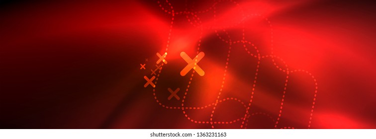 Neon glowing techno lines, hi-tech futuristic abstract background template with square shapes