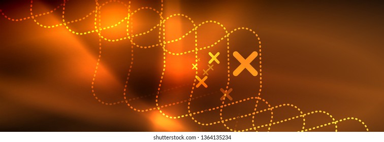 Neon glowing techno lines, hi-tech futuristic abstract background template with square shapes
