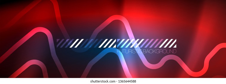Neon glowing techno lines, hi-tech futuristic abstract background template with square shapes