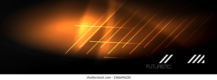 Neon glowing techno lines, hi-tech futuristic abstract background template with lines. Vector illustration