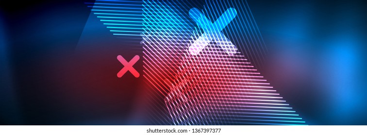 Líneas tecno brillantes neón, plantilla de fondo abstracto de alta tecnología futurista con líneas. Ilustración del vector