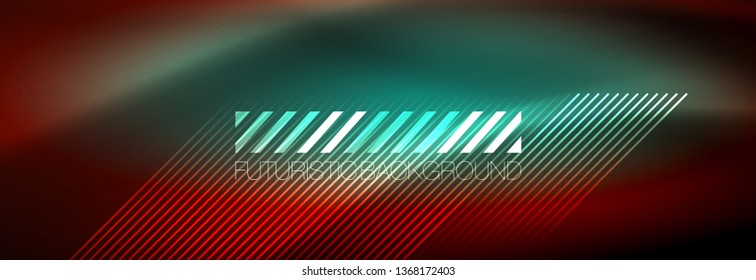 Neon glowing techno lines, hi-tech futuristic abstract background template with lines. Vector illustration