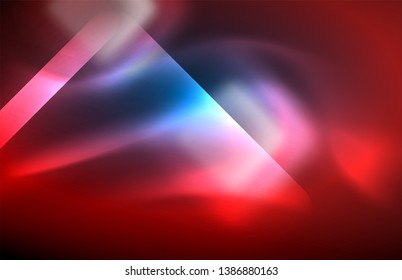 Neon glowing techno lines, hi-tech futuristic abstract background template with square shapes and lines