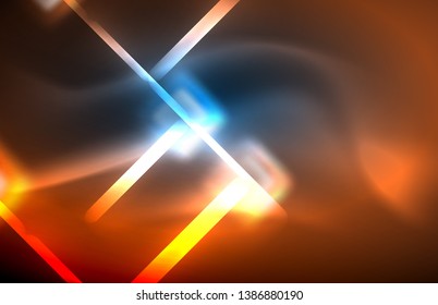 Líneas tecno brillantes de neón, plantilla de fondo abstracto de alta tecnología futurista con formas cuadradas y líneas