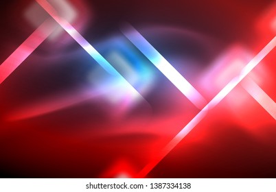 Líneas tecno brillantes de neón, plantilla de fondo abstracto de alta tecnología futurista con formas cuadradas y líneas