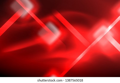 Neon glowing techno lines, hi-tech futuristic abstract background template with square shapes and lines