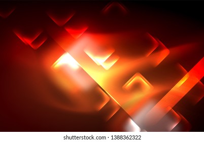 Neonleuchtende Techno-Linien, futuristisch abstrakte High-Tech-Hintergrundvorlage mit quadratischen Formen und Linien