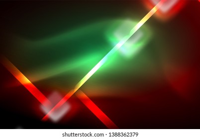 Neon glowing techno lines, hi-tech futuristic abstract background template with square shapes and lines