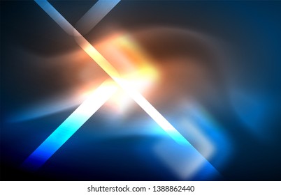 Neon glowing techno lines, hi-tech futuristic abstract background template with square shapes and lines