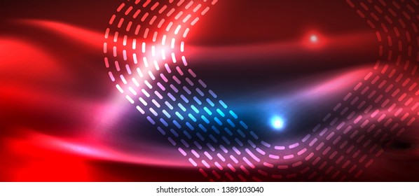 Neon glowing techno lines, hi-tech futuristic abstract background template with square shapes, vector design