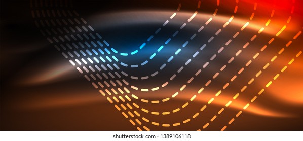 Neon glowing techno lines, hi-tech futuristic abstract background template with square shapes, vector design