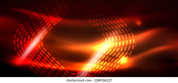 Neon glowing techno lines, hi-tech futuristic abstract background template with square shapes, vector design