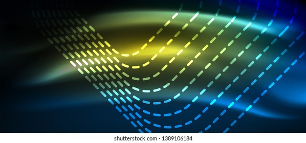 Neonleuchtende Techno-Linien, futuristisch abstrakte High-Tech-Hintergrundvorlage mit quadratischen Formen, Vektordesign