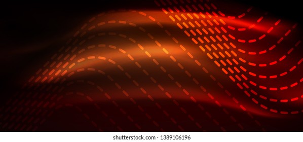 Neon glowing techno lines, hi-tech futuristic abstract background template with square shapes, vector design