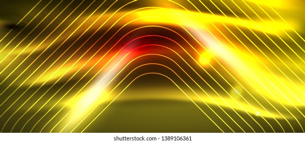Neon glowing techno lines, hi-tech futuristic abstract background template with square shapes, vector design