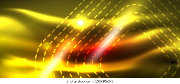 Neon glowing techno lines, hi-tech futuristic abstract background template with square shapes, vector design