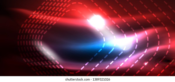 Neon glowing techno lines, hi-tech futuristic abstract background template with square shapes, vector design