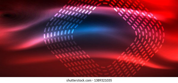 Líneas tecno brillantes de neón, plantilla de fondo abstracto de alta tecnología futurista con formas cuadradas, diseño vectorial