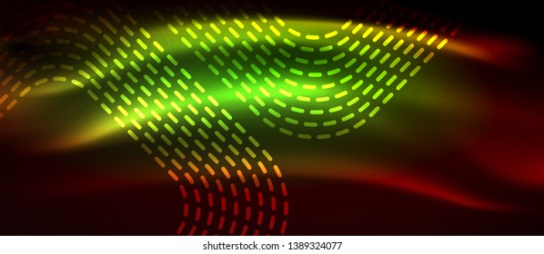 Neon glowing techno lines, hi-tech futuristic abstract background template with square shapes, vector design