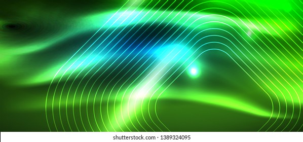Neon glowing techno lines, hi-tech futuristic abstract background template with square shapes, vector design