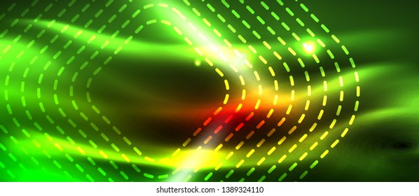 Neon glowing techno lines, hi-tech futuristic abstract background template with square shapes, vector design